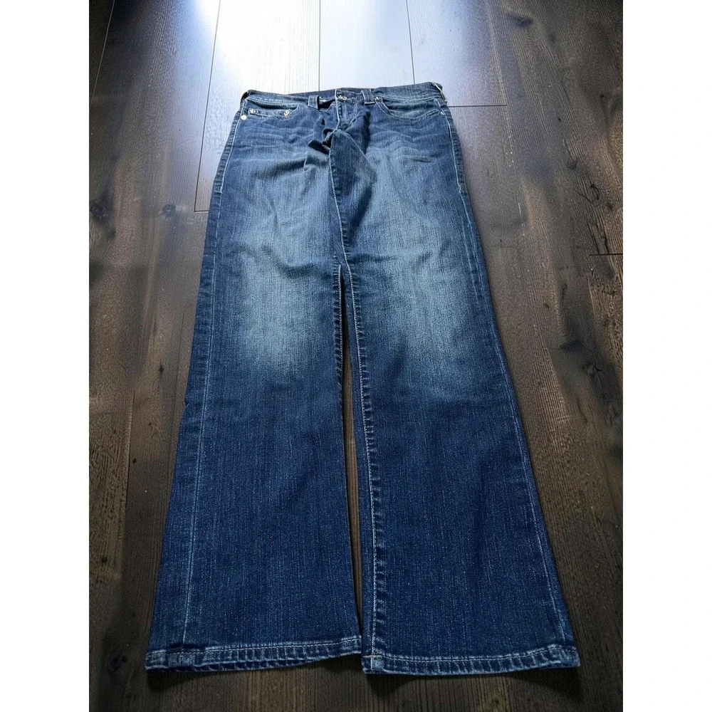 True Religion Geno Jeans Mens 32 Blue Relaxed Slim Horseshoe Stitch Denim Y2K